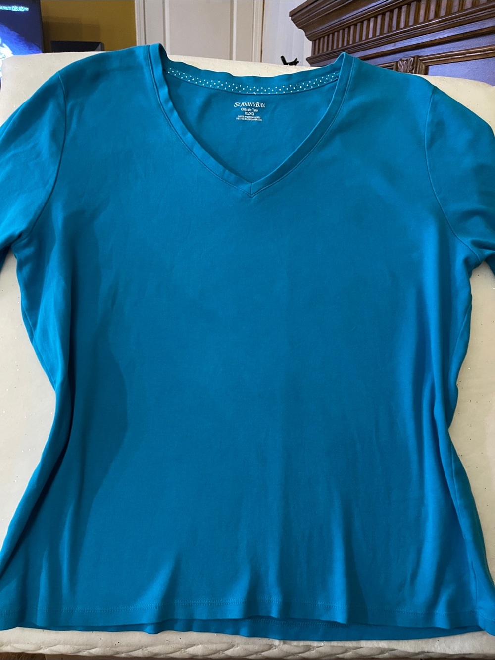 St. John's Bay Turquoise V-Neck Long Sleeve Top